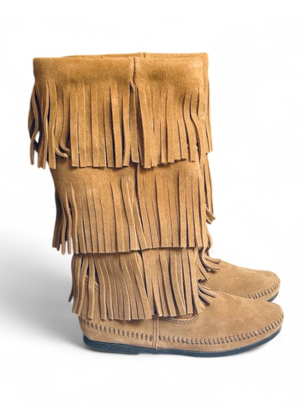 🪶 Minnetonka 3 Layer Fringe Moccasin Boots Size 6 NWT